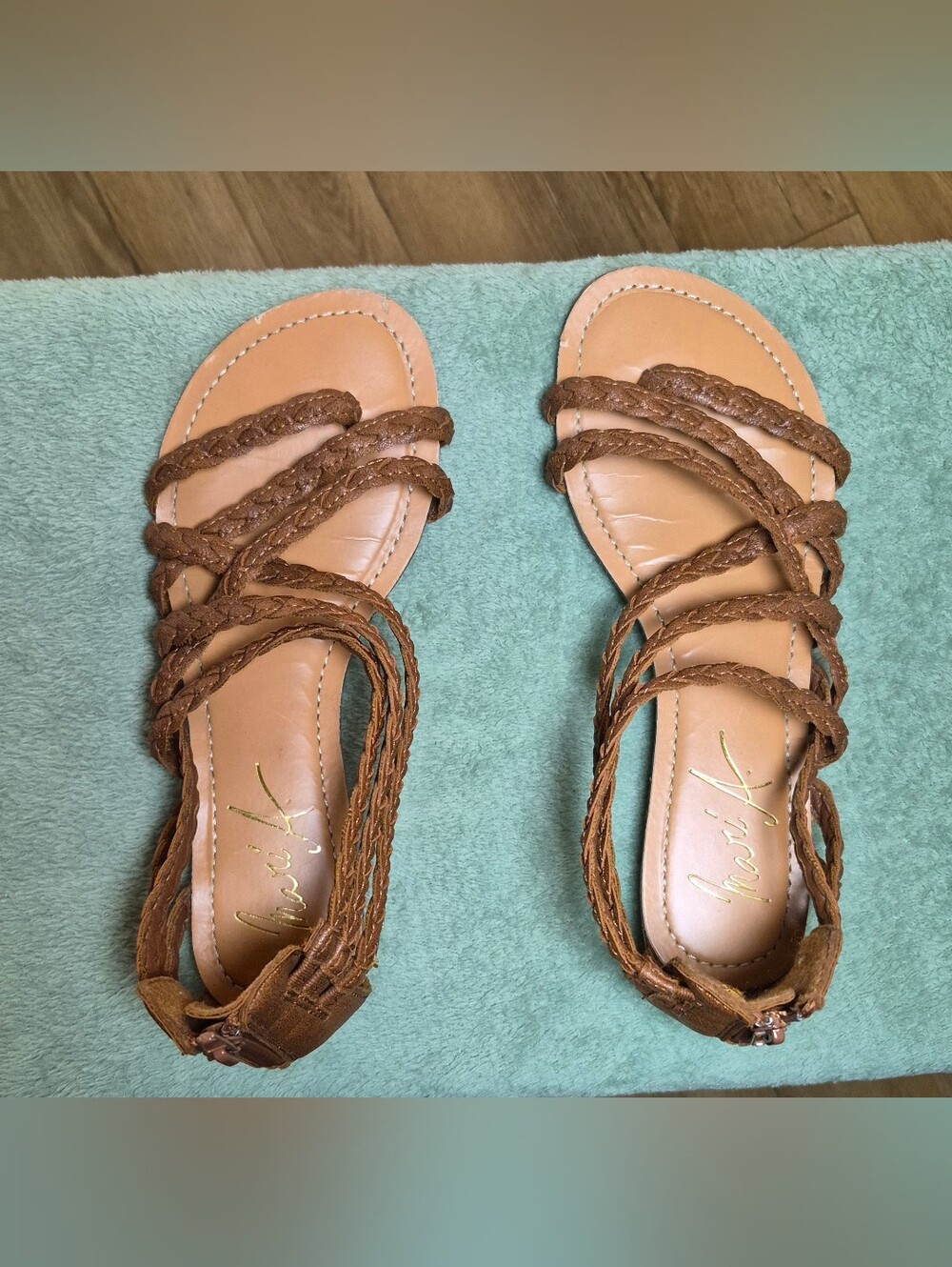 Mari A Women's Braided Strappy Brown Sandals